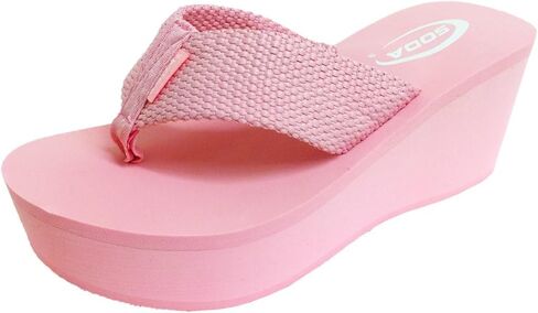 Soda Women's Oxley Cute Nylon Flip-Flop Platform Wedge Sandals in Saudi Arabia