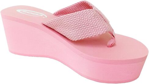 Soda Women's Oxley Cute Nylon Flip-Flop Platform Wedge Sandals in Saudi Arabia