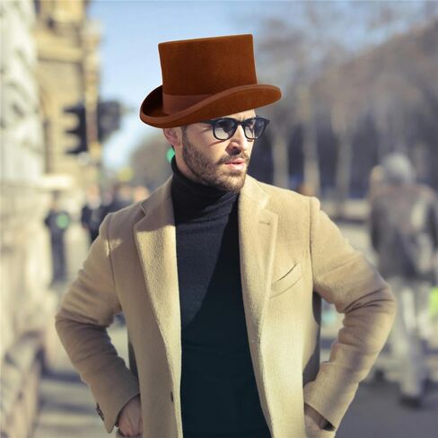 قبعة علوية من الصوف واللباد من بونتشوال جود، قبعة تنكرية طويلة بتصميم فيكتوري بطول 5 انش، هدايا للرجال لحفلات الرقص والكريسماس in Kuwait