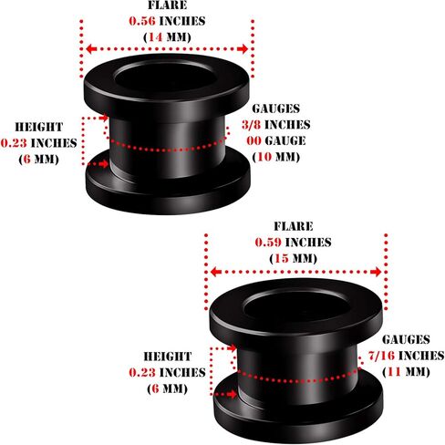 مقاييس كبيرة 2 أزواج من الفولاذ الجراحي الأسود برغي مناسب لمقاسين من أنفاق اللحم ثقب المجوهرات أقراط نقالة سدادات الأذن الفص in Kuwait