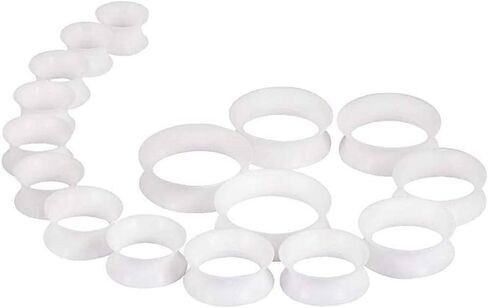 Pair 4G (5MM) WHITE SILICONE EARSKIN TUNNELS Double Flare Gauges Super Ultra Thin Soft Flexible Flesh Plugs (2pcs) in Saudi Arabia
