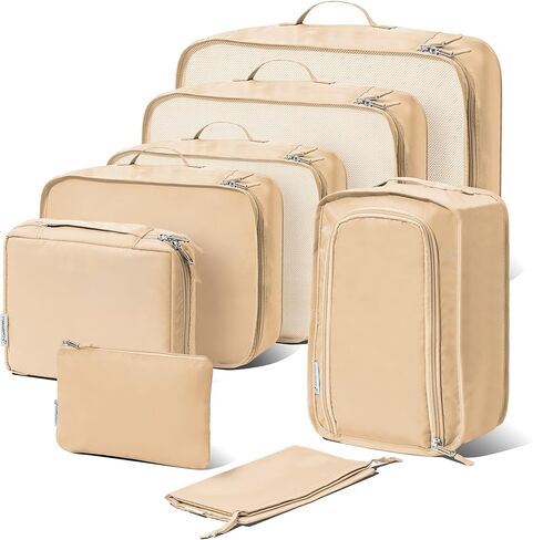 Carrywell Compression Packing Cubes For Suitcases, Carry On and Backpacks, Lightweight Space Saver and Washable Travel Organizer Cubes, Expandable Luggage Bags, Not Made In China (6pc, Baby Pink) in Saudi Arabia