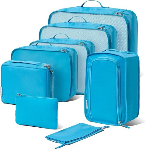 Carrywell Compression Packing Cubes For Suitcases, Carry On and Backpacks, Lightweight Space Saver and Washable Travel Organizer Cubes, Expandable Luggage Bags, Not Made In China (6pc, Baby Pink) in Saudi Arabia