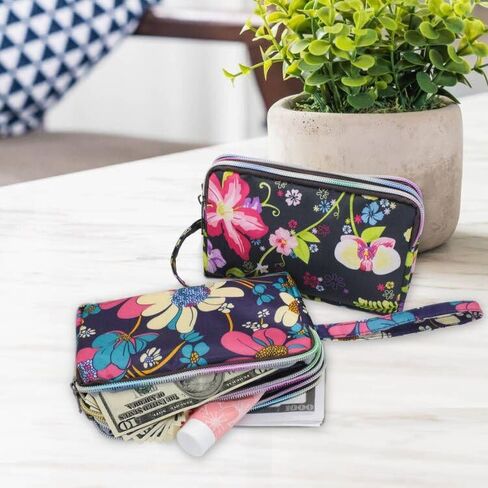 محفظة معصم، حقيبة يد ذات سعة كبيرة مقاومة للماء 3 أقسام مع سحابات وحزام معصم in Kuwait