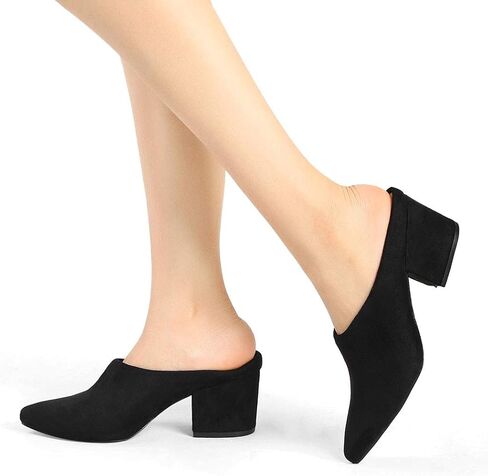 Allegra K Women's Pointed Toe Slip on Block Heel Slide Mules in Saudi Arabia