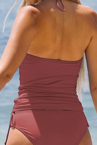 Beachsissi Womens Tankini Tops Halter Bathing Suit Tops Slim Fit Ruched Swim Tops Only in Saudi Arabia