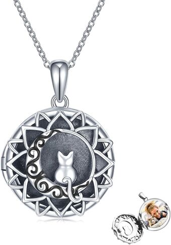Locket Necklace that Hold Pictures 925 Sterling Silver Cat Locket Necklace Keepsake Memory Jewelry for Women Girls in Saudi Arabia