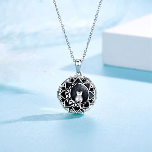 Locket Necklace that Hold Pictures 925 Sterling Silver Cat Locket Necklace Keepsake Memory Jewelry for Women Girls in Saudi Arabia