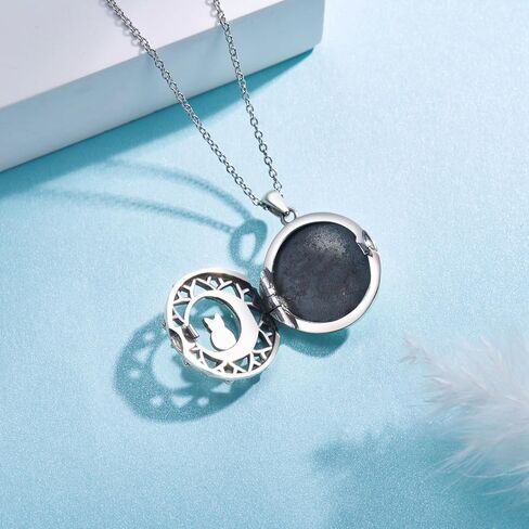 Locket Necklace that Hold Pictures 925 Sterling Silver Cat Locket Necklace Keepsake Memory Jewelry for Women Girls in Saudi Arabia