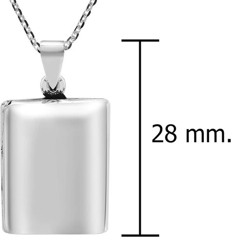 AeraVida Minimalist Rectangular Keepsake Engrave Memory Holder Sterling Silver Polished Rectange Locket Necklace, 16 inch in Saudi Arabia