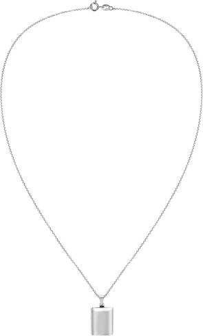 AeraVida Minimalist Rectangular Keepsake Engrave Memory Holder Sterling Silver Polished Rectange Locket Necklace, 16 inch in Saudi Arabia