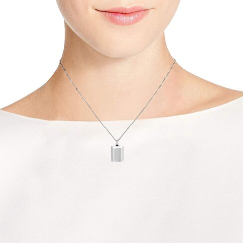 AeraVida Minimalist Rectangular Keepsake Engrave Memory Holder Sterling Silver Polished Rectange Locket Necklace, 16 inch in Saudi Arabia