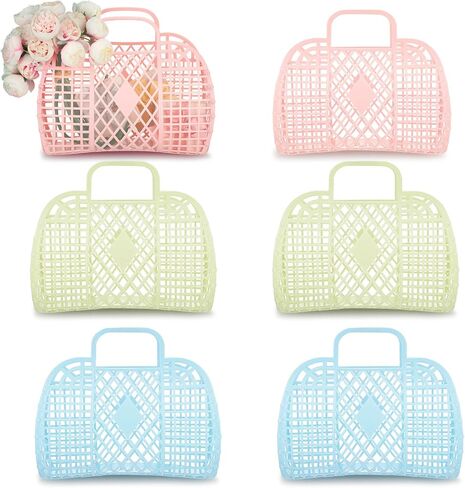 6 Pcs Jelly Tote Bags for Women Wedding Jelly Gifts Tote Bags Plastic Jelly Beach Basket for Wedding Girl Bridesmaid in Saudi Arabia
