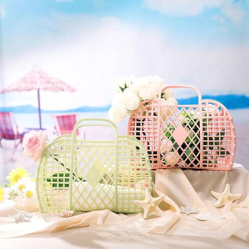 6 Pcs Jelly Tote Bags for Women Wedding Jelly Gifts Tote Bags Plastic Jelly Beach Basket for Wedding Girl Bridesmaid in Saudi Arabia