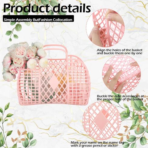 6 Pcs Jelly Tote Bags for Women Wedding Jelly Gifts Tote Bags Plastic Jelly Beach Basket for Wedding Girl Bridesmaid in Saudi Arabia