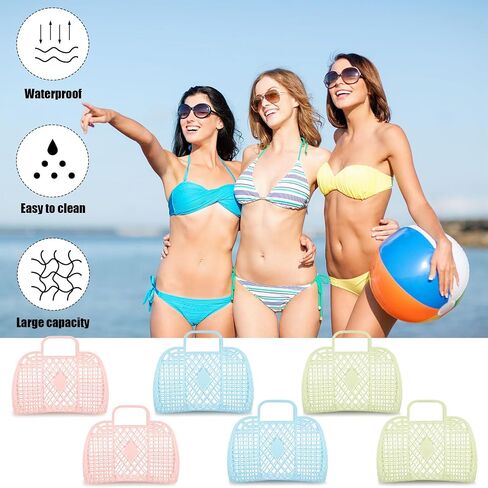 6 Pcs Jelly Tote Bags for Women Wedding Jelly Gifts Tote Bags Plastic Jelly Beach Basket for Wedding Girl Bridesmaid in Saudi Arabia
