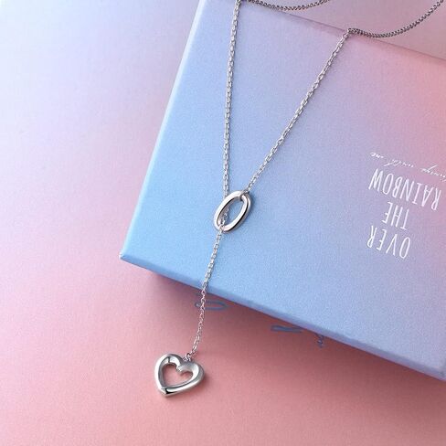 Long Necklace 925 Sterling Silver Adjustable Y Shaped Lariat Chain Necklace for Women Teen Girls in Saudi Arabia