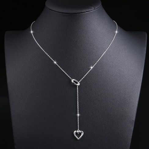 Long Necklace 925 Sterling Silver Adjustable Y Shaped Lariat Chain Necklace for Women Teen Girls in Saudi Arabia