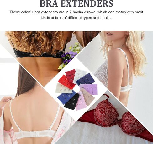 Abaodam 20pcs Womens Bra Extenders 2 Hook Elastic Stretchy Bra Extension Strap, As Shown, M in Saudi Arabia
