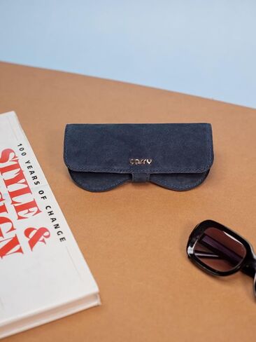 CARRY Navy Sagitta Sunglasses cover, Leather Glasses Case Holder Portable Slim Sunglasses Pouch Soft Eyeglasses Eyewear Sleeve For Women Men Lightweight in Saudi Arabia
