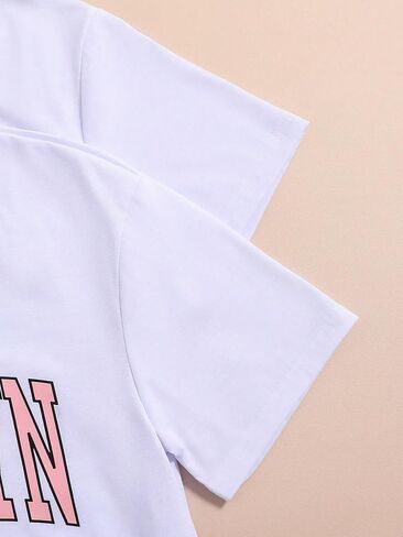 SOLY HUX Girl's Summer Letter Graphic Short Sleeve Tee Shirt and Sweatpants Outfit 2 Piece Set in Saudi Arabia