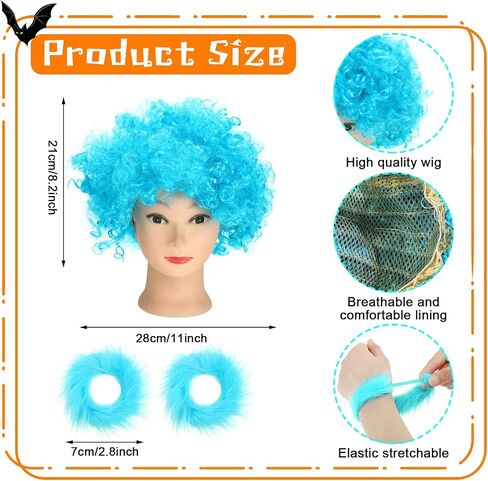 5 Pieces Halloween Costumem Set Striped Knee Socks Tulle Tutu Skirt Blue Wig Wristbands for Halloween Party in Saudi Arabia