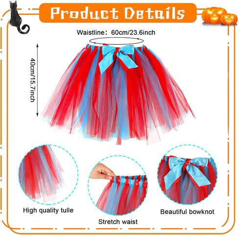 5 Pieces Halloween Costumem Set Striped Knee Socks Tulle Tutu Skirt Blue Wig Wristbands for Halloween Party in Saudi Arabia