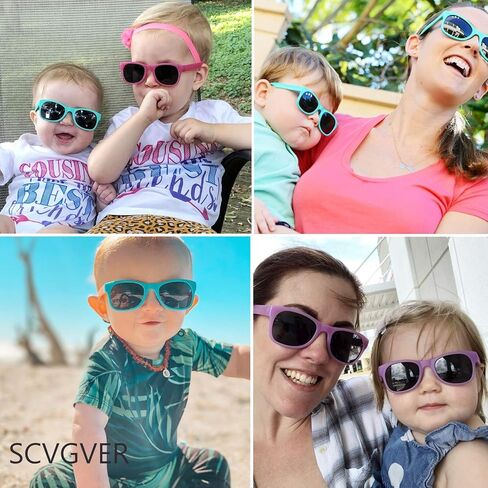 SCVGVER Kids Polarized Sunglasses with Strap, Toddler Newborn Infant Flexible Frame Sun Glasses for Girls Boys Age 0-3 in Saudi Arabia