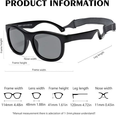 SCVGVER Kids Polarized Sunglasses with Strap, Toddler Newborn Infant Flexible Frame Sun Glasses for Girls Boys Age 0-3 in Saudi Arabia