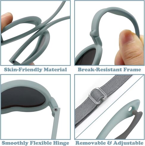 نظارات Sarfel Baby الشمسية 0-24 شهرًا مستقطبة UV400 نظارات شمسية للرضع مع حزام نظارات شمسية لحديثي الولادة نظارات شمسية للأطفال بعمر 1-2 in Kuwait