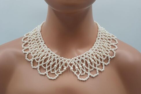 قلادة طوق من اللؤلؤ الصناعي من خرز اللؤلؤ، قلادة بيان قلادة طوق كاذبة قابلة للفصل مع سلسلة تمديد in Kuwait