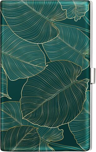 Swooflia Business Card Holder Case Wallet Metal Slim Pocket Purse Square Card Cases Cute Gifts Big Tropical Leaves in Kuwait