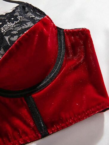 SOLY HUX Women's Lingerie Contrast Lace Underwire Lingerie Set Bra and Panty in Saudi Arabia