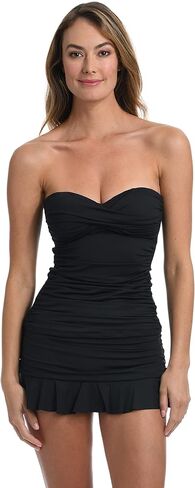 La Blanca Women's Island Goddess Twist Front Tankini Swimsuit Top, Black, 12 in Saudi Arabia