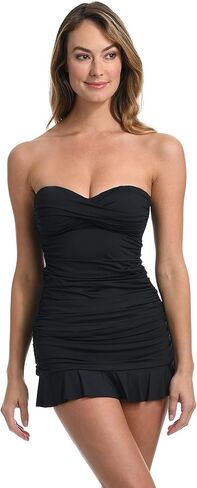 La Blanca Women's Island Goddess Twist Front Tankini Swimsuit Top, Black, 12 in Saudi Arabia