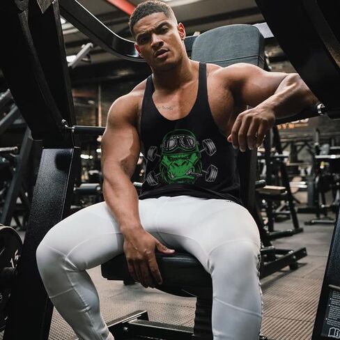 قمصان بدون أكمام للرجال من GYMAPE Stringer Gym لكمال الأجسام من القطن للتمرين مع حاشية مقوسة in Kuwait