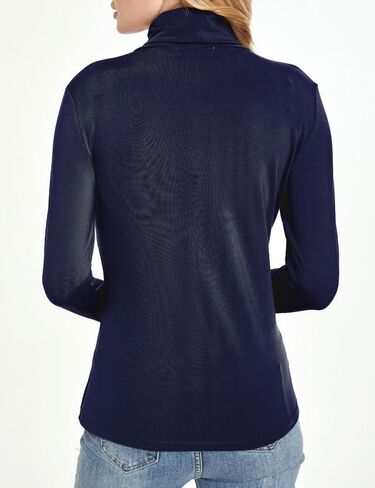 SSLR-Thermal-Shirts for-Women-Turtleneck Long Sleeve Tops Fleece Lined Winter Slim Fitted Mock Neck Base Layer in Kuwait