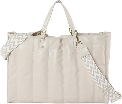 CORIOS Quilted Tote Bag for Women Soft Puffy Handbag PU Leather Shoulder Bag Down Cotton Padded Top Handle Bag Crossbody Bag in Saudi Arabia