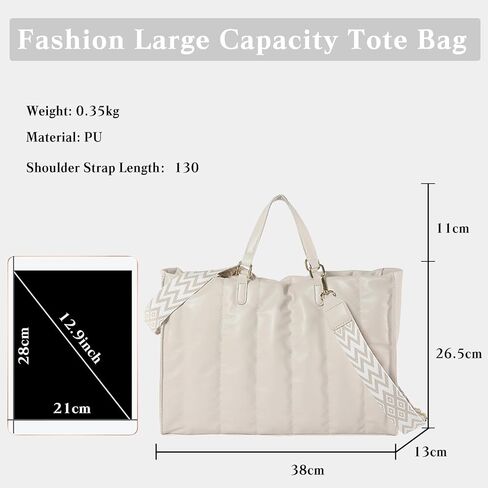 CORIOS Quilted Tote Bag for Women Soft Puffy Handbag PU Leather Shoulder Bag Down Cotton Padded Top Handle Bag Crossbody Bag in Saudi Arabia