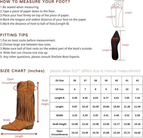SheSole Women's Cowboy Boots Fringe Western Boots in Saudi Arabia