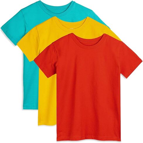 Mightly Boys and Girls' Classic Fit Crewneck T-Shirt | Organic Cotton Soft, Multi-Pack Short-Sleeve Basic, Toddlers and Kids in Saudi Arabia