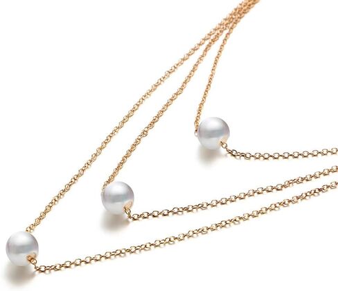 Women'S Pearl Necklace, 18k Gold Plated Layered Necklace, Delicate Triple Single Pearl Pendant Necklace, Women'S Jewellery Gifts, 18k Gold Plated, 珍珠 in Kuwait