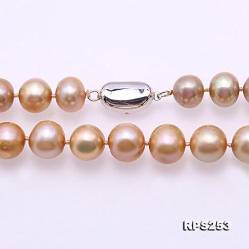 JYX Sterling Silver Set Beautiful 9-10mm Champagne Round Pearl Necklace Bracelet 925 Silver Earrings Set 18' in Kuwait