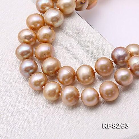 JYX Sterling Silver Set Beautiful 9-10mm Champagne Round Pearl Necklace Bracelet 925 Silver Earrings Set 18' in Kuwait