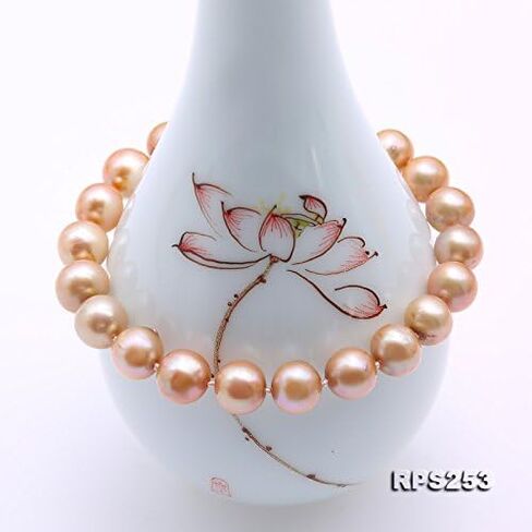 JYX Sterling Silver Set Beautiful 9-10mm Champagne Round Pearl Necklace Bracelet 925 Silver Earrings Set 18' in Kuwait