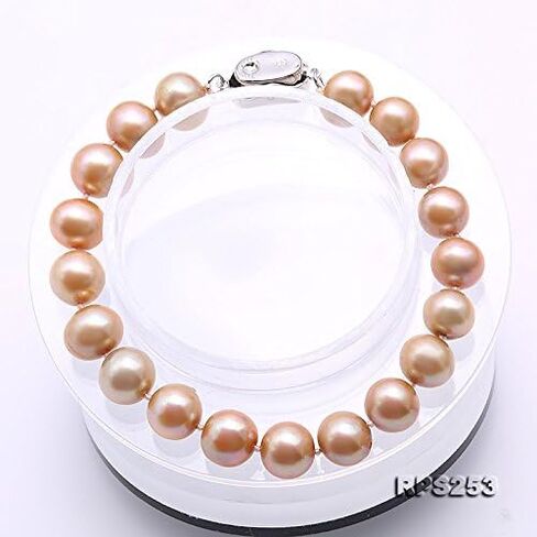 JYX Sterling Silver Set Beautiful 9-10mm Champagne Round Pearl Necklace Bracelet 925 Silver Earrings Set 18' in Kuwait