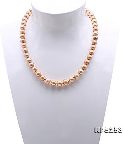 JYX Sterling Silver Set Beautiful 9-10mm Champagne Round Pearl Necklace Bracelet 925 Silver Earrings Set 18' in Kuwait