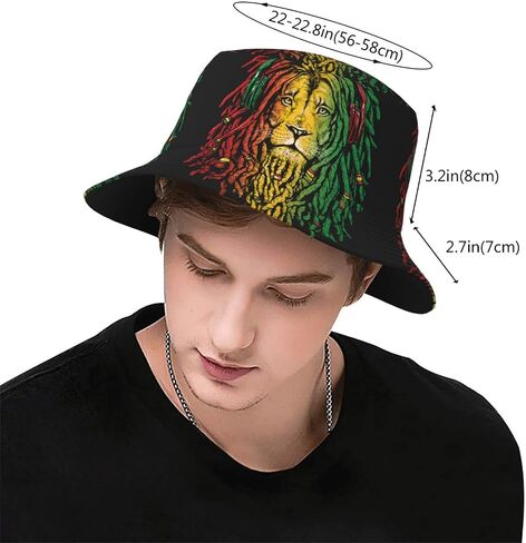 Jamaica Rasta Lion Bucket Hats for Women Men Unisex Summer Fisherman Hats Teens Sun Protection Cap Packable Trendy Travel Beach Vacation Cap in Saudi Arabia