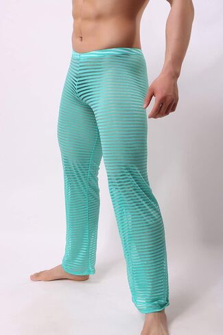 Men’s Summer Sexy Mesh See Thru Stretchy Lightweight Sleep Lounge Pants in Saudi Arabia