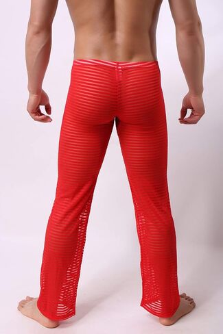Men’s Summer Sexy Mesh See Thru Stretchy Lightweight Sleep Lounge Pants in Saudi Arabia